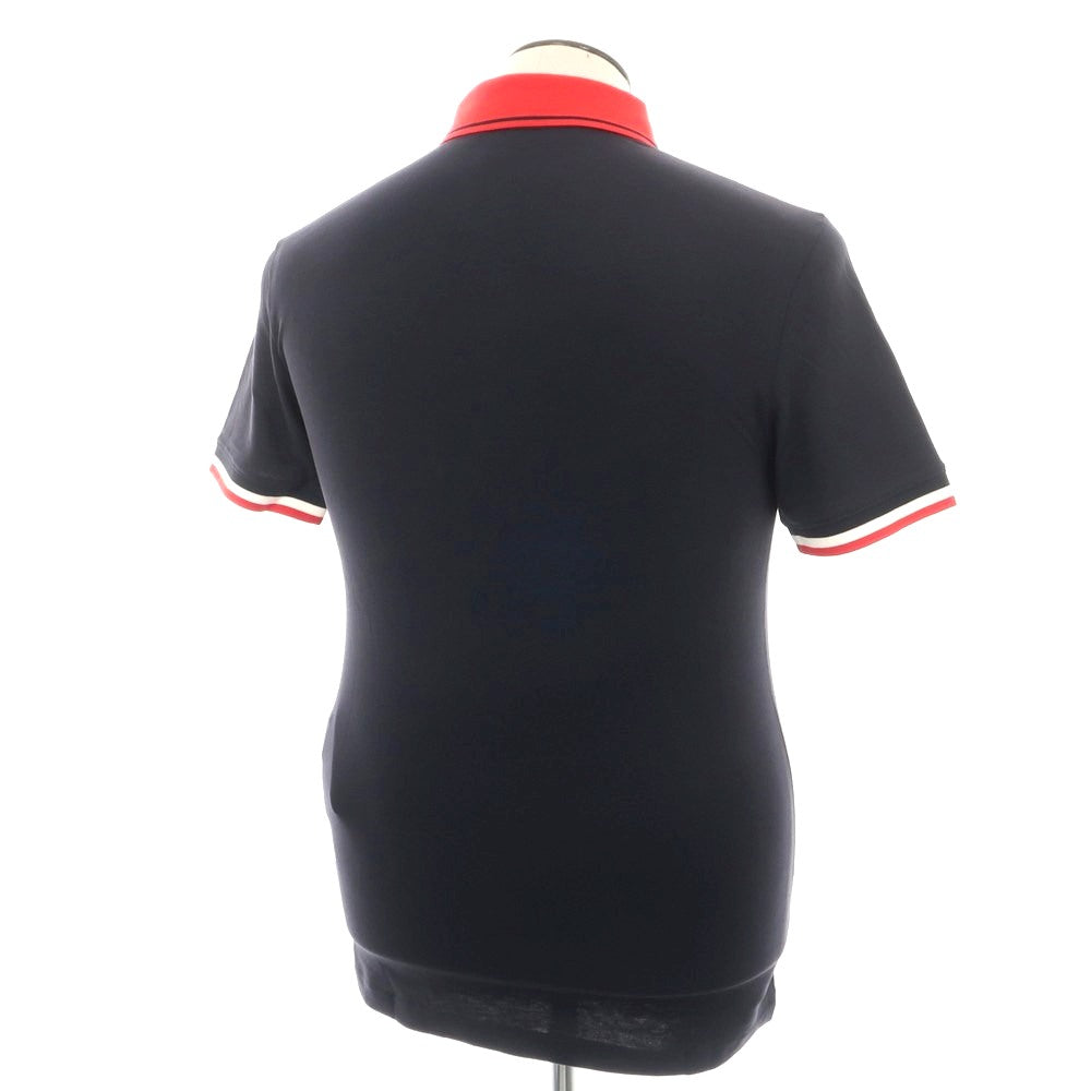 【中古】【未使用】エンポリオ アルマーニ EMPORIO ARMANI ストレッチ コットン 半袖ポロシャツ ネイビーxレッド【 L 】【 状態ランクS 】【 メンズ 】