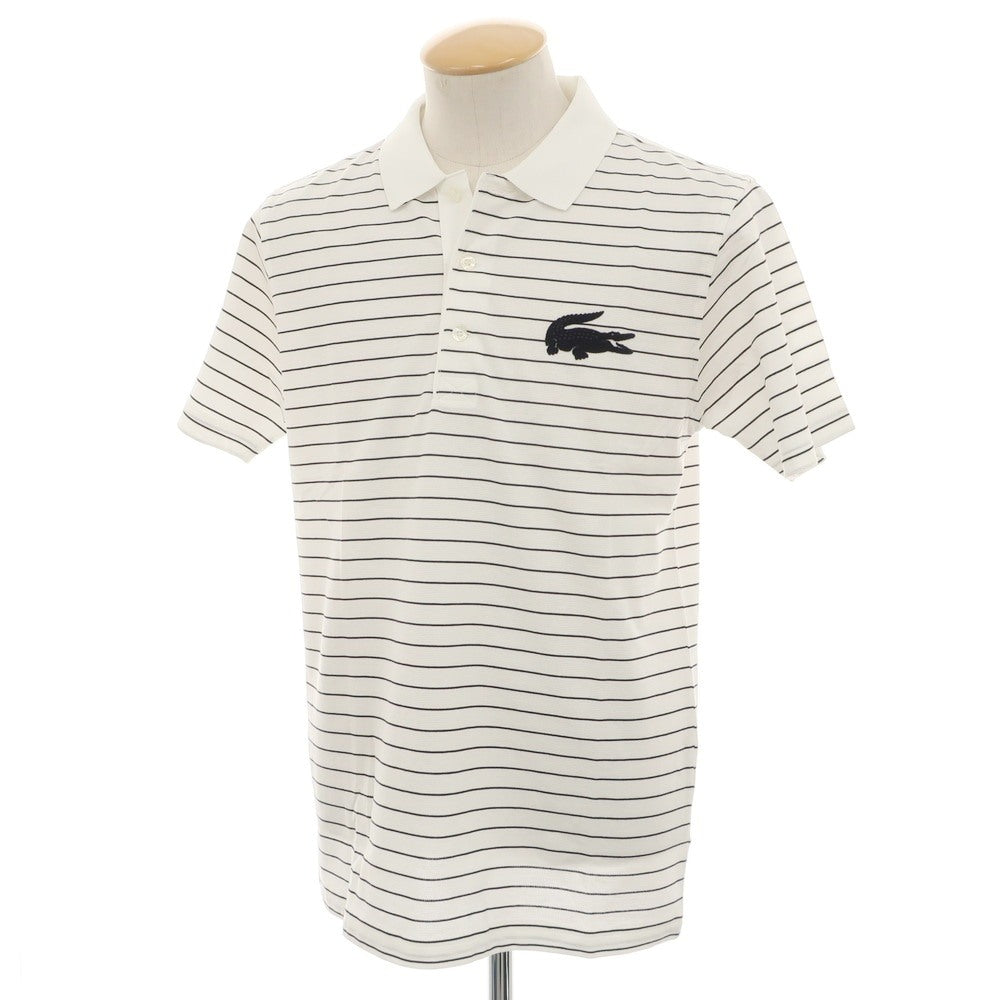 【中古】【未使用】ラコステ LACOSTE コットン ボーダー 半袖ポロシャツ ホワイトxブラックネイビー【 3 】【 状態ランクS 】【 メンズ 】