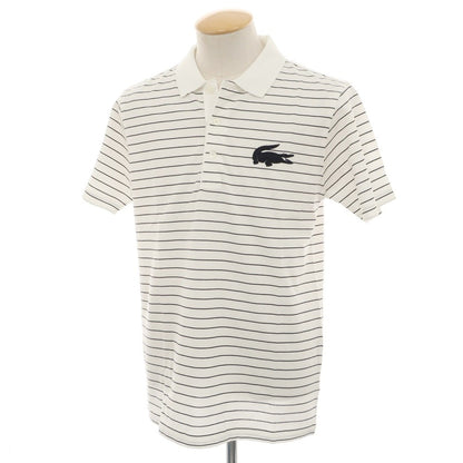 【中古】【未使用】ラコステ LACOSTE コットン ボーダー 半袖ポロシャツ ホワイトxブラックネイビー【 3 】【 状態ランクS 】【 メンズ 】