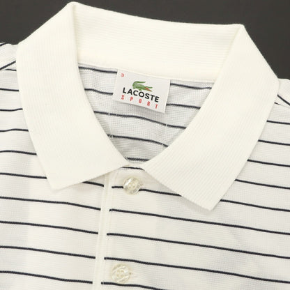 【中古】【未使用】ラコステ LACOSTE コットン ボーダー 半袖ポロシャツ ホワイトxブラックネイビー【 3 】【 状態ランクS 】【 メンズ 】