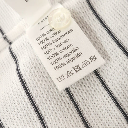 【中古】【未使用】ラコステ LACOSTE コットン ボーダー 半袖ポロシャツ ホワイトxブラックネイビー【 3 】【 状態ランクS 】【 メンズ 】