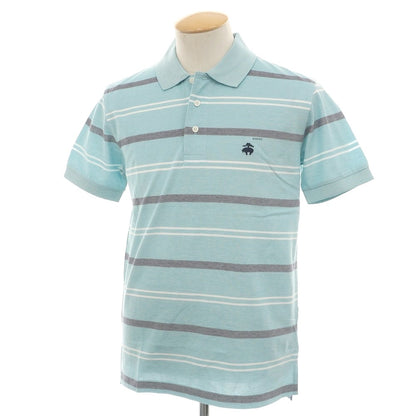 【中古】【未使用】ブルックスブラザーズ Brooks Brothers コットン 鹿の子 ボーダー 半袖ポロシャツ ミントブルー【 Ｓ 】【 状態ランクS 】【 メンズ 】