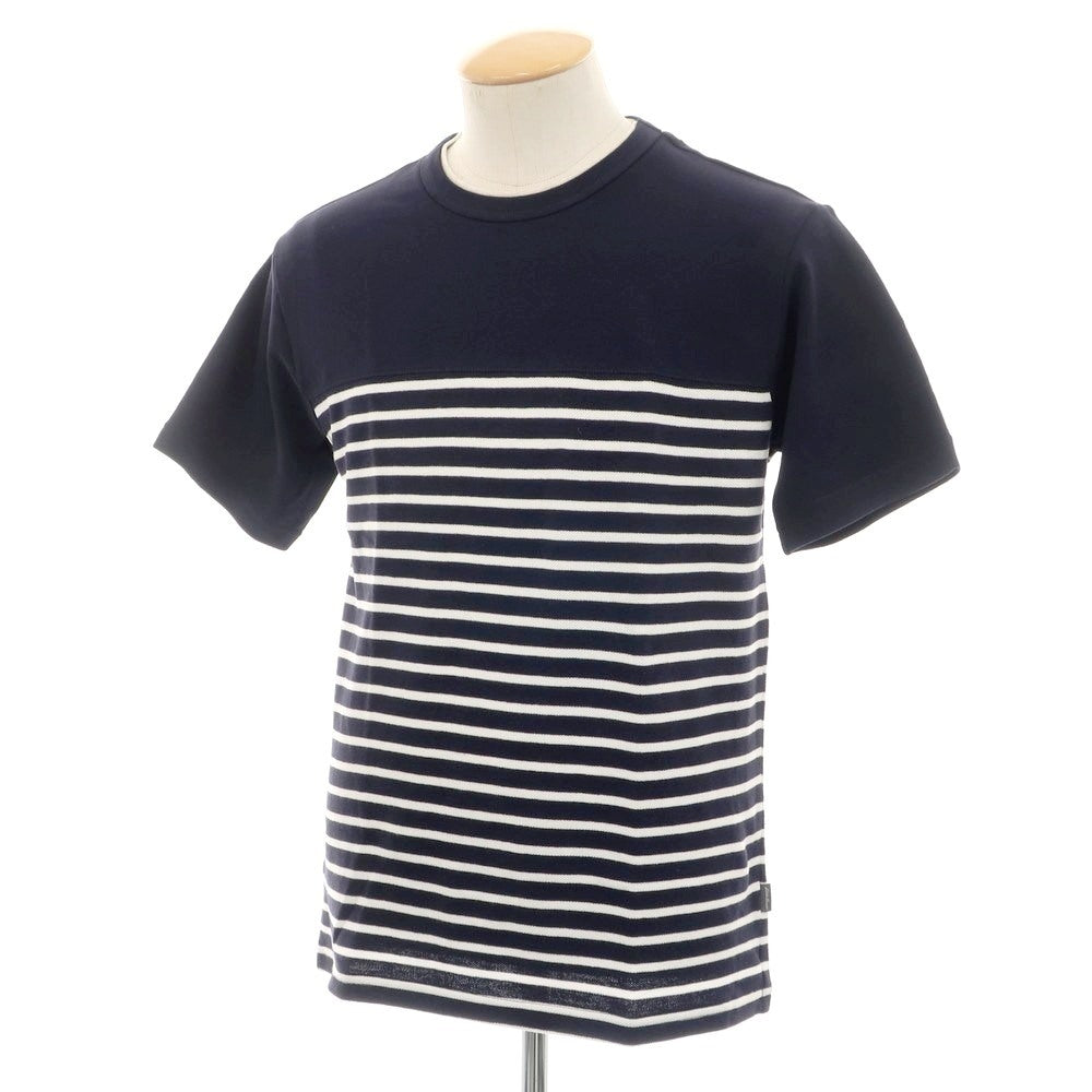 【中古】【未使用】エディー バウアー Eddie Bauer コットン ボーダー クルーネック 半袖Ｔシャツ ネイビーxホワイト【 S 】【 状態ランクS 】【 メンズ 】