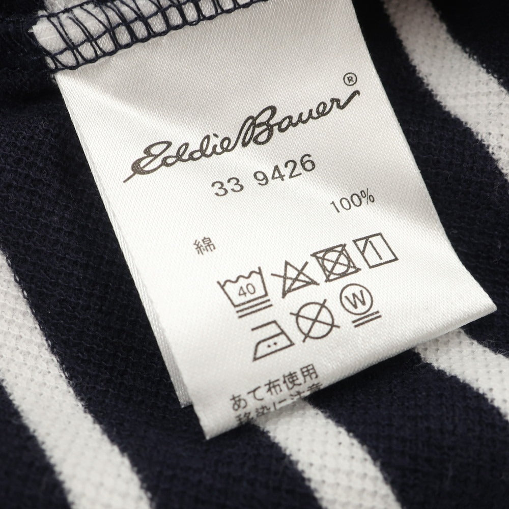 【中古】【未使用】エディー バウアー Eddie Bauer コットン ボーダー クルーネック 半袖Ｔシャツ ネイビーxホワイト【 S 】【 状態ランクS 】【 メンズ 】