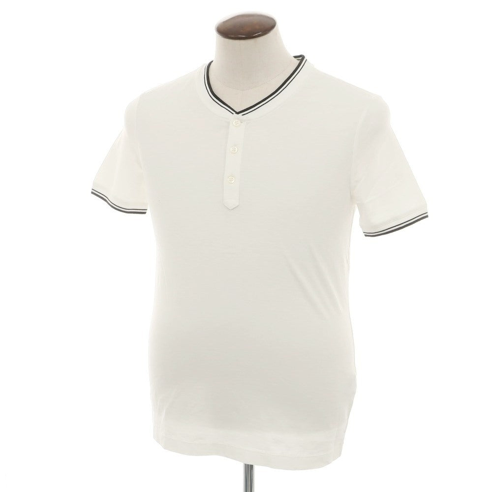 【中古】【未使用】バナナリパブリック Banana Republic コットン ヘンリーネック 半袖Ｔシャツ ホワイト【 L 】【 状態ランクS 】【 メンズ 】