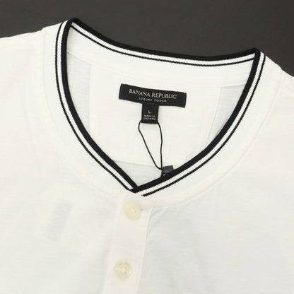 【中古】【未使用】バナナリパブリック Banana Republic コットン ヘンリーネック 半袖Ｔシャツ ホワイト【 L 】【 状態ランクS 】【 メンズ 】