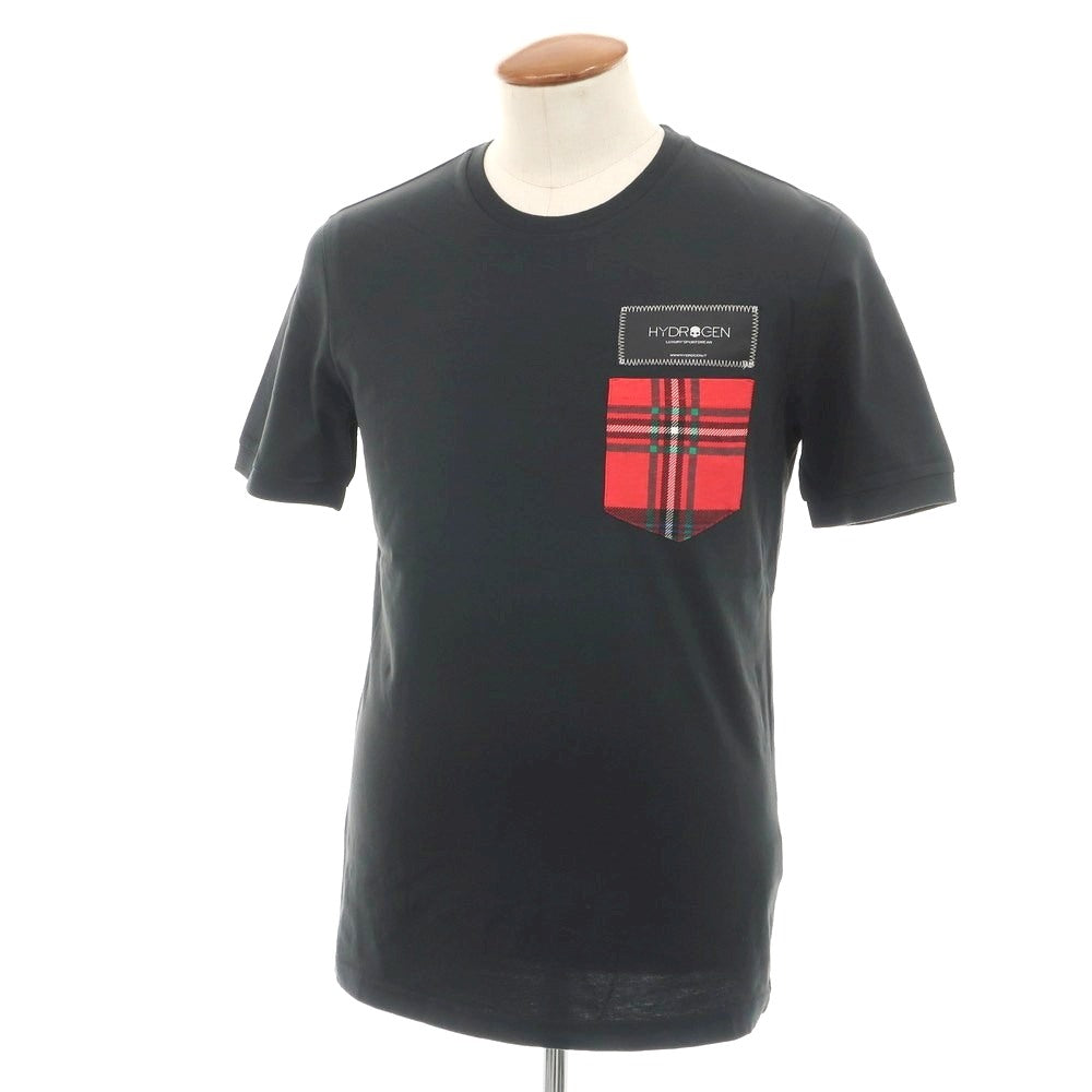 【中古】ハイドロゲン HYDROGEN コットン クルーネック ポケット 半袖Ｔシャツ ブラック【 M 】【 状態ランクA 】【 メンズ 】