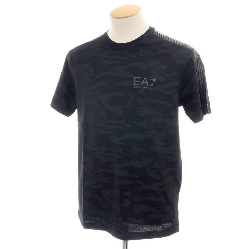 【中古】【未使用】エンポリオ アルマーニ EMPORIO ARMANI コットン カモフラ クルーネック 半袖Ｔシャツ ブラックxチャコール【 S 】【 状態ランクS 】【 メンズ 】
