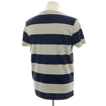 【中古】【未使用】アバクロンビー アンド フィッチ Abercrombie &amp; Fitch コットン ボーダー Vネック 半袖Ｔシャツ セージグリーン系xネイビー【 S 】【 状態ランクS 】【 メンズ 】