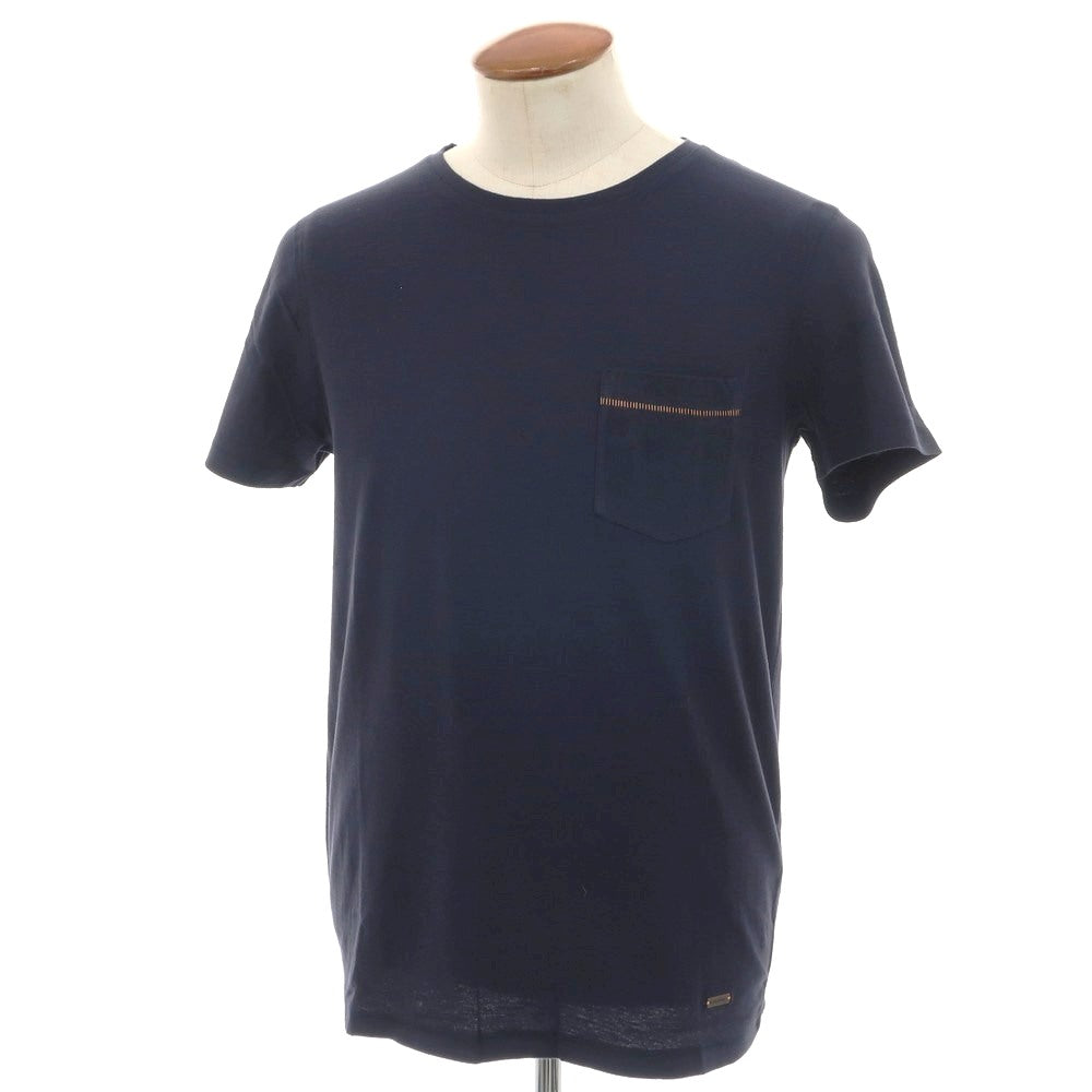 【中古】【未使用】ヒューゴボス HUGO BOSS コットン クルーネック ポケット 半袖Ｔシャツ ネイビー【 M 】【 状態ランクS 】【 メンズ 】