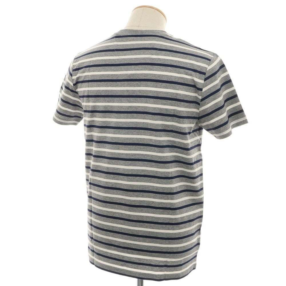 【中古】【未使用】フレッドペリー FRED PERRY コットン ボーダー クルーネック 半袖Ｔシャツ グレーxネイビー×ホワイト【 S 】【 状態ランクS 】【 メンズ 】