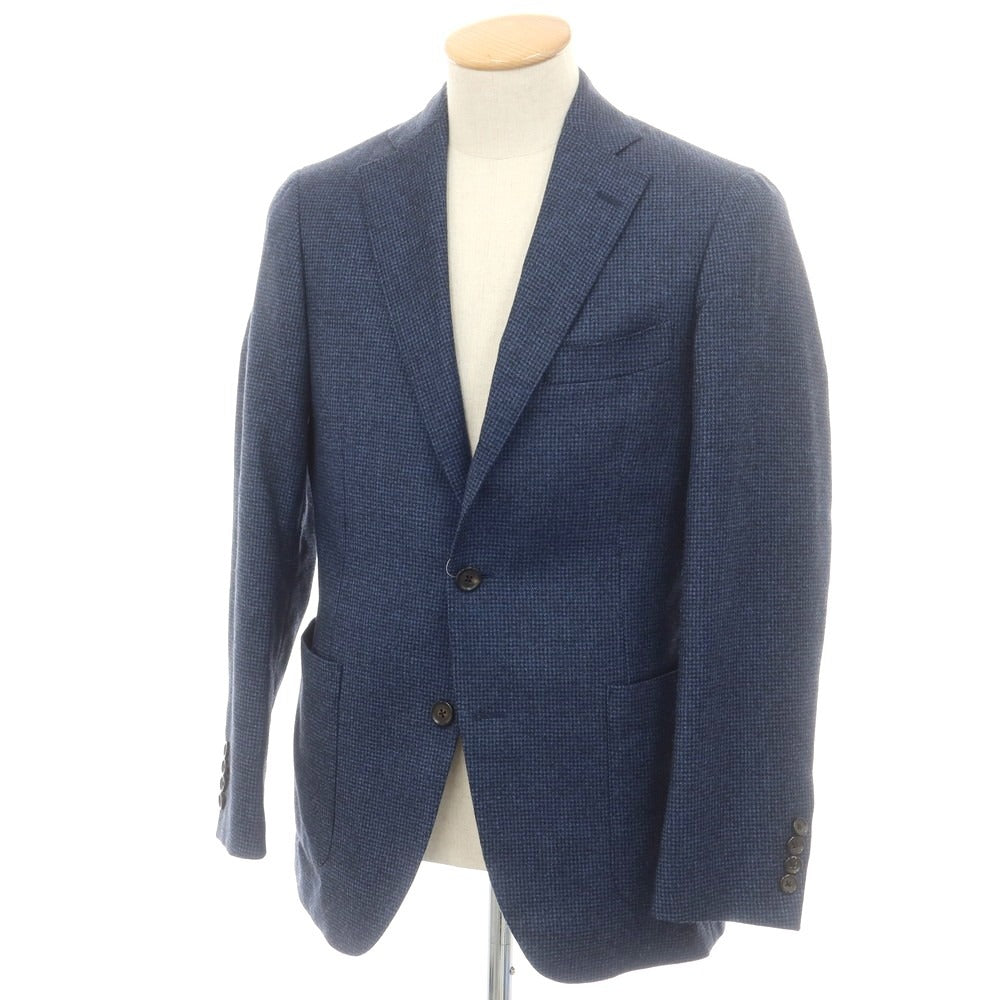 【中古】イセタンメンズ ISETAN MENS ウール ハウンドトゥース柄 テーラードジャケット メランジブルーxブラック【 44 】【 状態ランクB 】【 メンズ 】