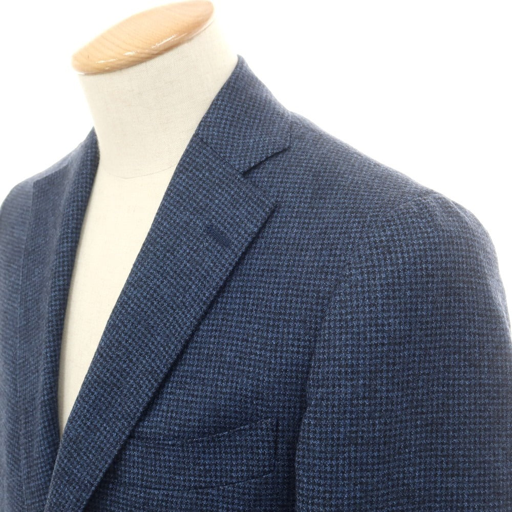【中古】イセタンメンズ ISETAN MENS ウール ハウンドトゥース柄 テーラードジャケット メランジブルーxブラック【 44 】【 状態ランクB 】【 メンズ 】