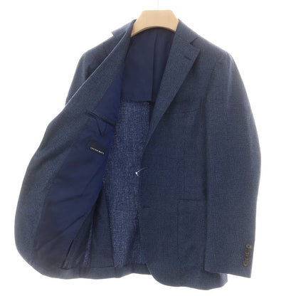 【中古】イセタンメンズ ISETAN MENS ウール ハウンドトゥース柄 テーラードジャケット メランジブルーxブラック【 44 】【 状態ランクB 】【 メンズ 】