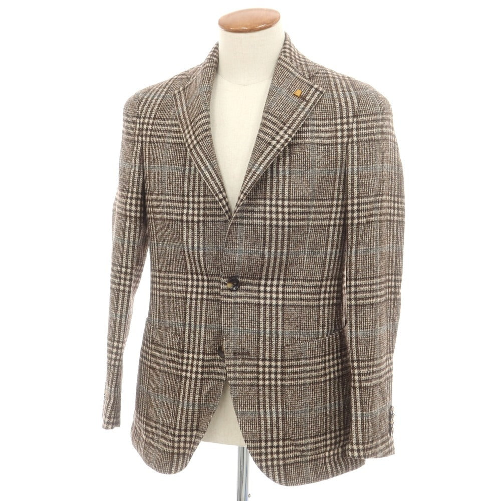 【中古】サルトリア ラトーレ SARTORIA LATORRE ウールアルパカ チェック テーラードジャケット ブラウンxベージュ【 46 】【 状態ランクB 】【 メンズ 】