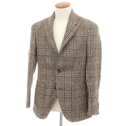【中古】サルトリア ラトーレ SARTORIA LATORRE ウールアルパカ チェック テーラードジャケット ブラウンxベージュ【 46 】【 状態ランクB 】【 メンズ 】