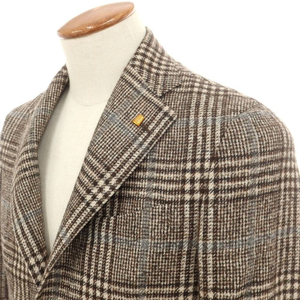 【中古】サルトリア ラトーレ SARTORIA LATORRE ウールアルパカ チェック テーラードジャケット ブラウンxベージュ【 46 】【 状態ランクB 】【 メンズ 】