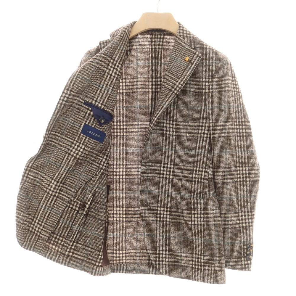【中古】サルトリア ラトーレ SARTORIA LATORRE ウールアルパカ チェック テーラードジャケット ブラウンxベージュ【 46 】【 状態ランクB 】【 メンズ 】