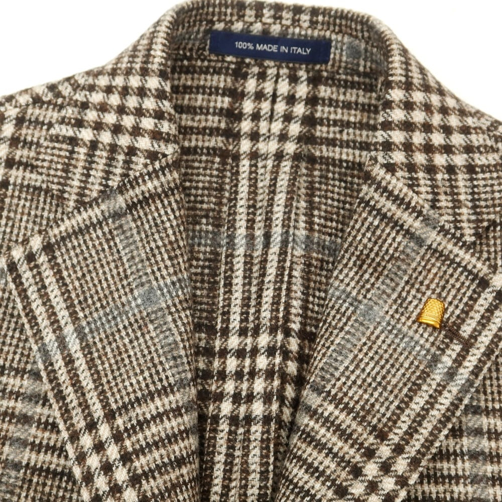 【中古】サルトリア ラトーレ SARTORIA LATORRE ウールアルパカ チェック テーラードジャケット ブラウンxベージュ【 46 】【 状態ランクB 】【 メンズ 】