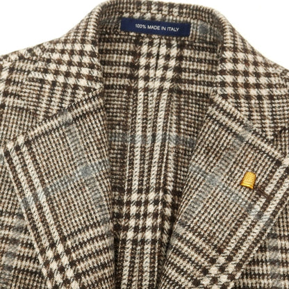 【中古】サルトリア ラトーレ SARTORIA LATORRE ウールアルパカ チェック テーラードジャケット ブラウンxベージュ【 46 】【 状態ランクB 】【 メンズ 】