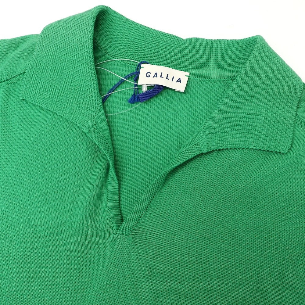 【新品】ガリア GALLIA ハイゲージ コットン ボーダー スキッパー 半袖 ポロニット グリーンxオレンジ【サイズ46】【 状態ランクN 】【 メンズ 】[EPD]