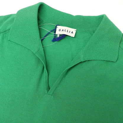 [New] GALLIA High Gauge Cotton Border Skipper Short Sleeve Polo Knit Green x Orange [46] [Condition Rank N] [Men&
