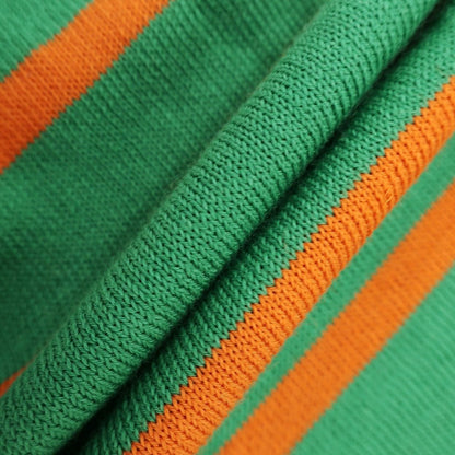 [New] GALLIA High Gauge Cotton Border Skipper Short Sleeve Polo Knit Green x Orange [46] [Condition Rank N] [Men&