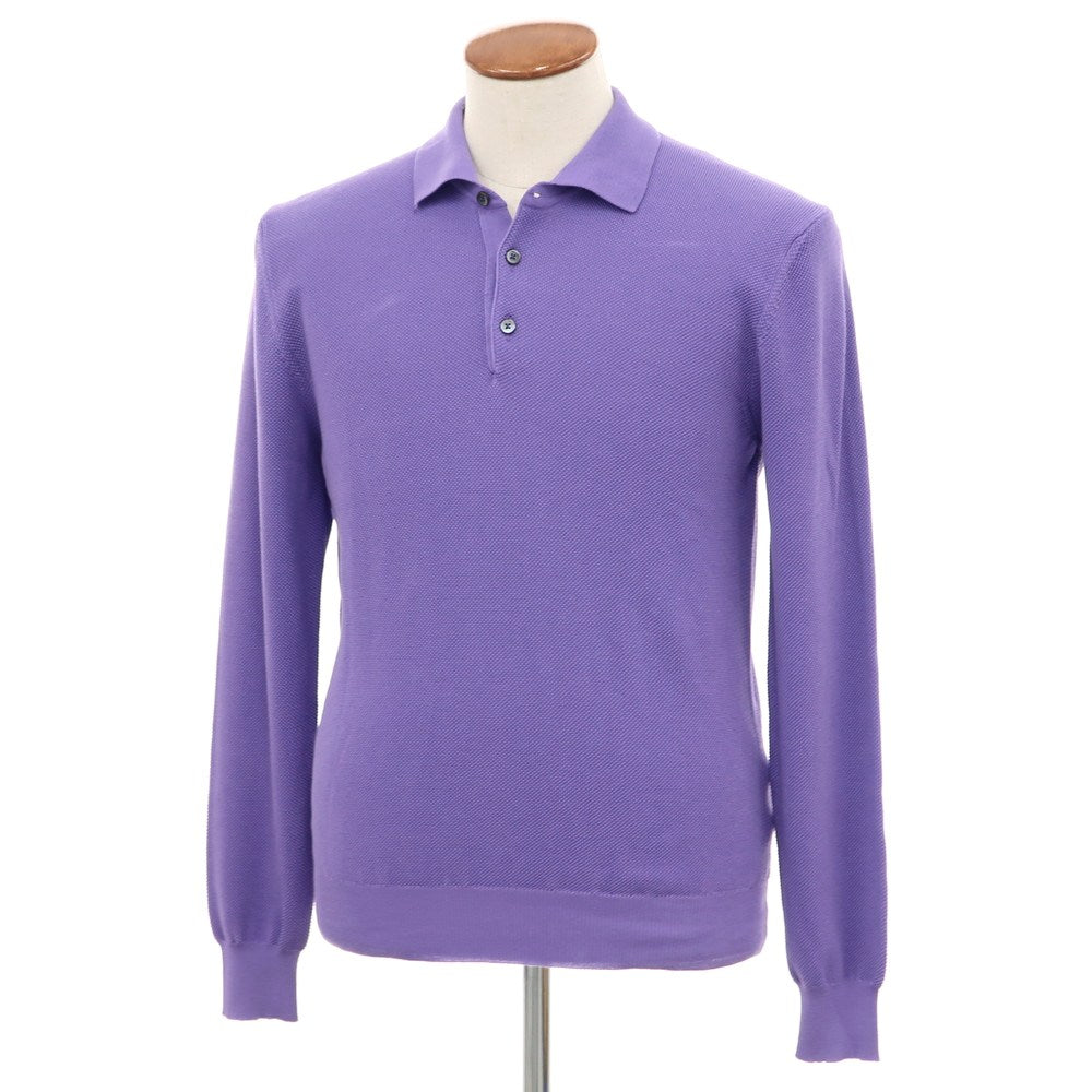 [New Outlet] GALLIA Cotton Long Sleeve Polo Knit Purple [46] [Condition Rank N-] [Men&