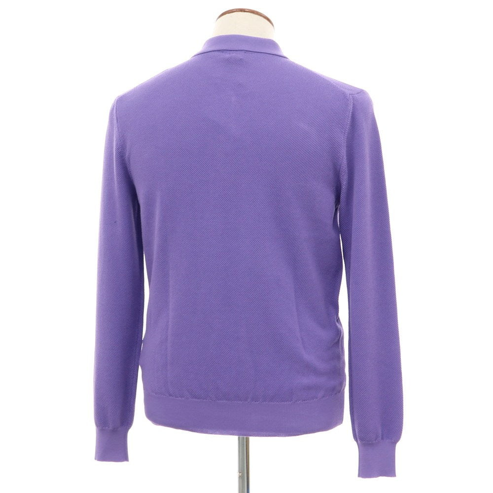 [New Outlet] GALLIA Cotton Long Sleeve Polo Knit Purple [46] [Condition Rank N-] [Men&