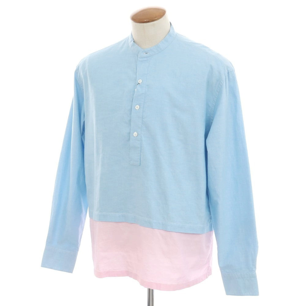 [New Outlet] DOPPIAA Cotton Band Collar Pullover Shirt Light Blue x Pink [M] [Condition Rank N-] [Men&