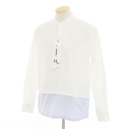 [New Outlet] DOPPIAA Cotton Band Collar Pullover Shirt White x Sax [S] [Condition Rank N-] [Men&