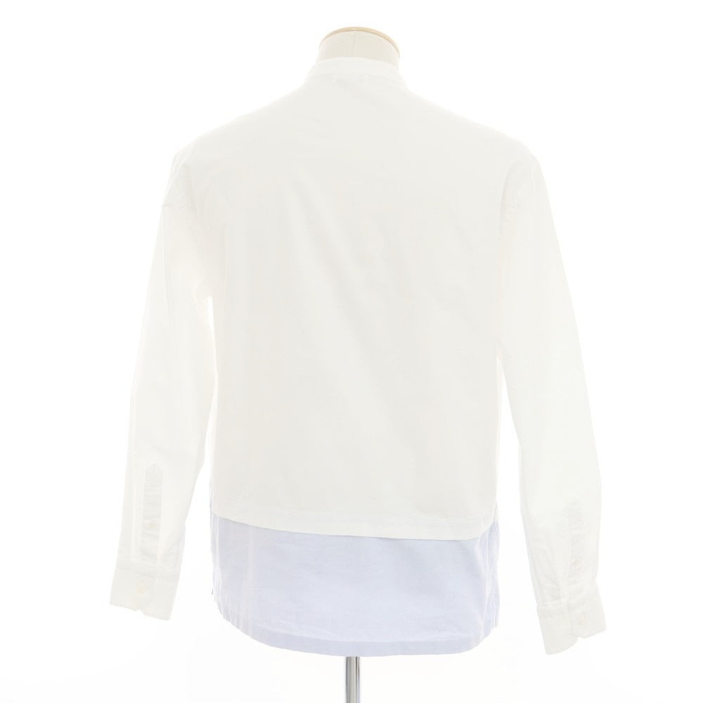 [New Outlet] DOPPIAA Cotton Band Collar Pullover Shirt White x Sax [S] [Condition Rank N-] [Men&