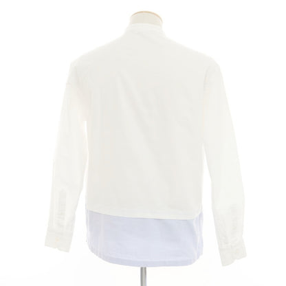 [New Outlet] DOPPIAA Cotton Band Collar Pullover Shirt White x Sax [S] [Condition Rank N-] [Men&