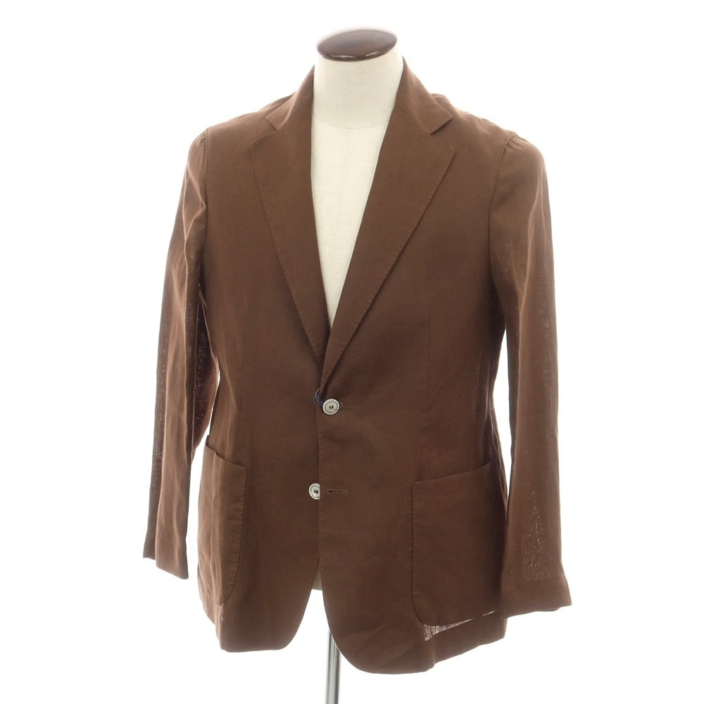 [New] BARBA Linen Tailored Jacket Brown [52] [Condition Rank N] [Men&
