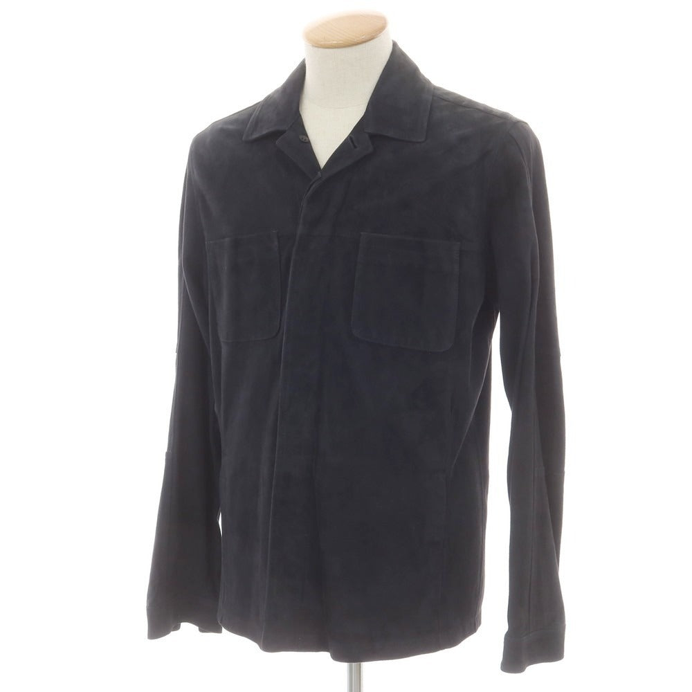 [New Outlet] Montedoro Sheepsuede Leather Shirt Jacket Dark Navy [S] [Condition Rank N-] [Men&