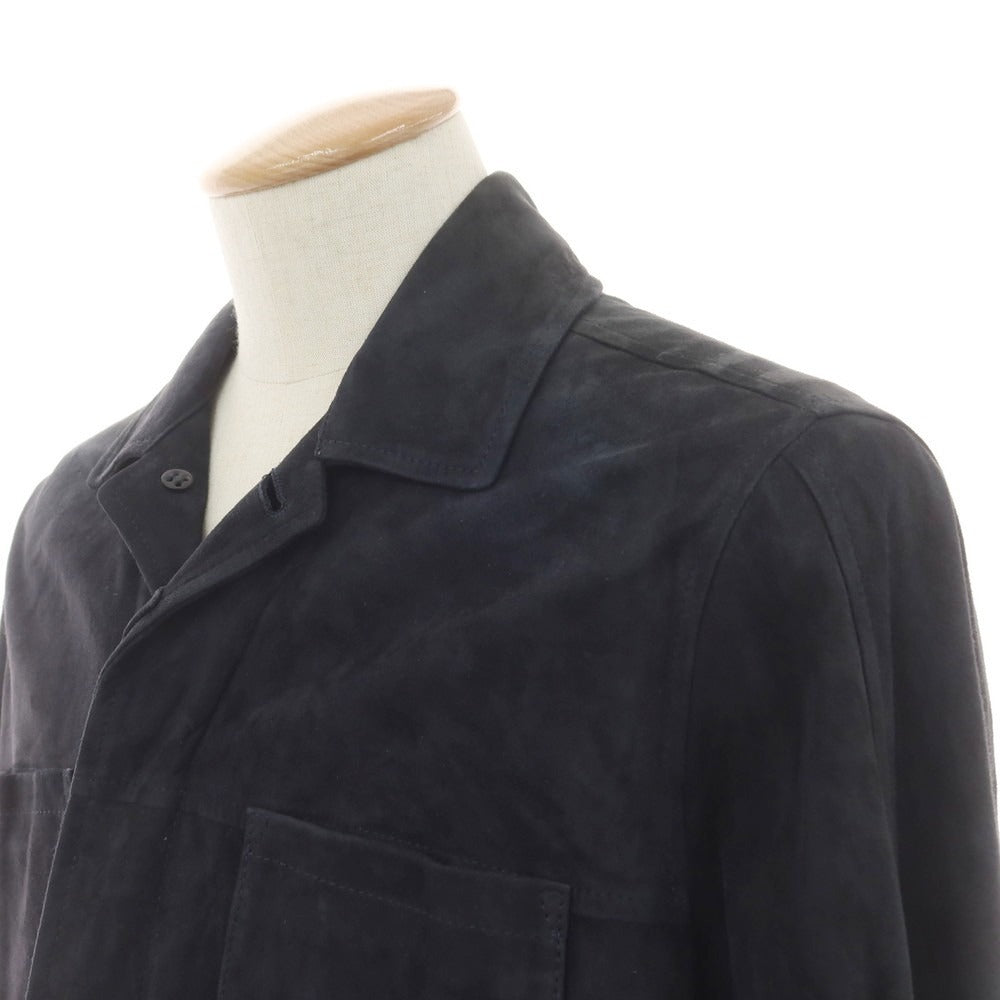 [New Outlet] Montedoro Sheepsuede Leather Shirt Jacket Dark Navy [S] [Condition Rank N-] [Men&
