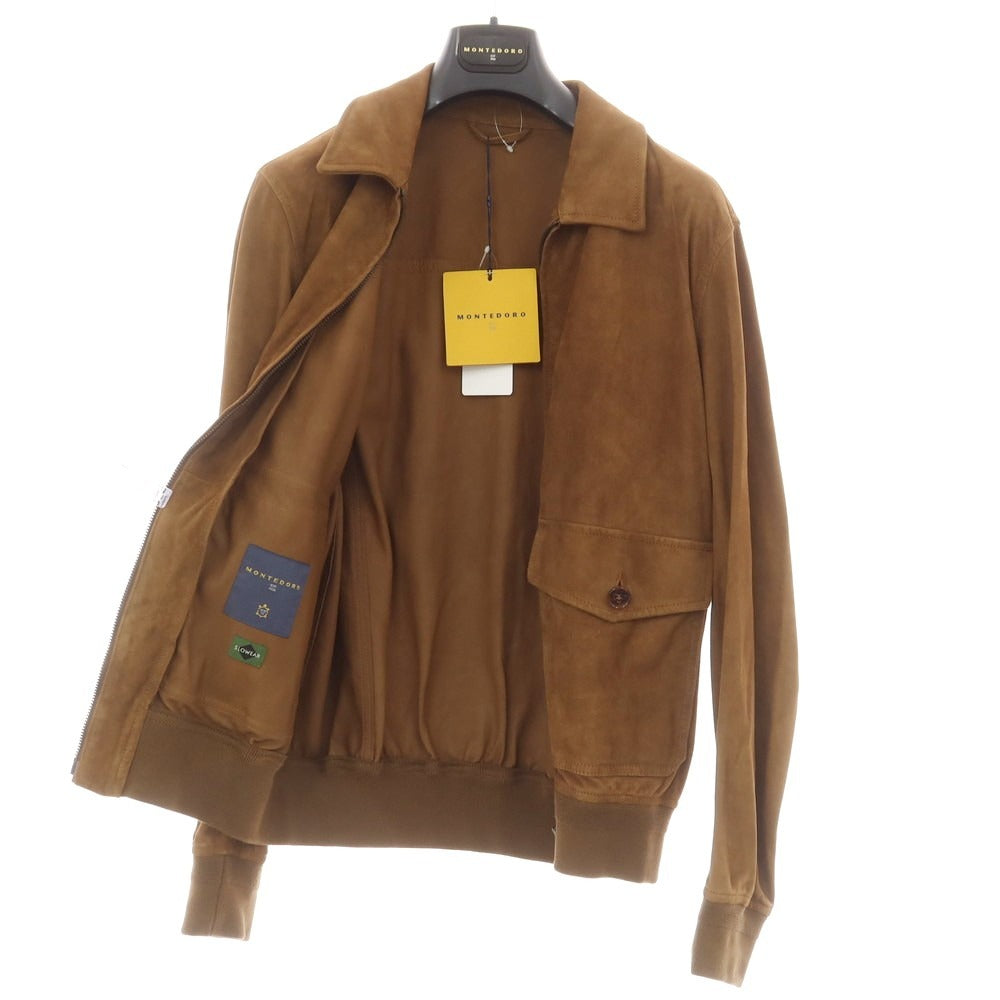[New] Montedoro Sheepsuede Leather Blouson Brown [L] [Condition Rank N] [Men&