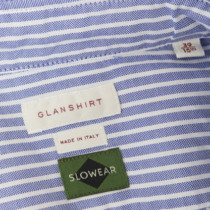 【新品】グランシャツ Glanshirt コットン ストライプ カジュアルシャツ ブルーxホワイト【 39 】【 状態ランクN 】【 メンズ 】