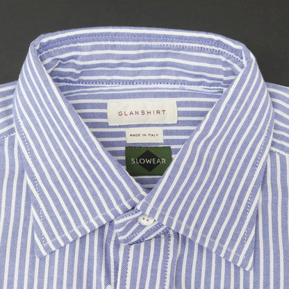 【新品】グランシャツ Glanshirt コットン ストライプ カジュアルシャツ ブルーxホワイト【 39 】【 状態ランクN 】【 メンズ 】