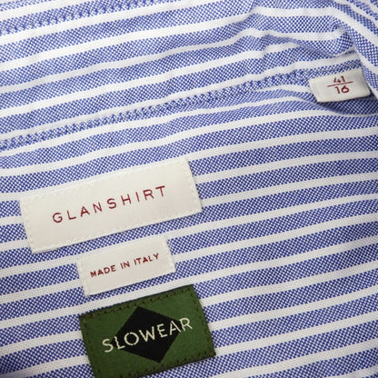 【新品】グランシャツ Glanshirt コットン ストライプ カジュアルシャツ ブルーxホワイト【 41 】【 状態ランクN 】【 メンズ 】