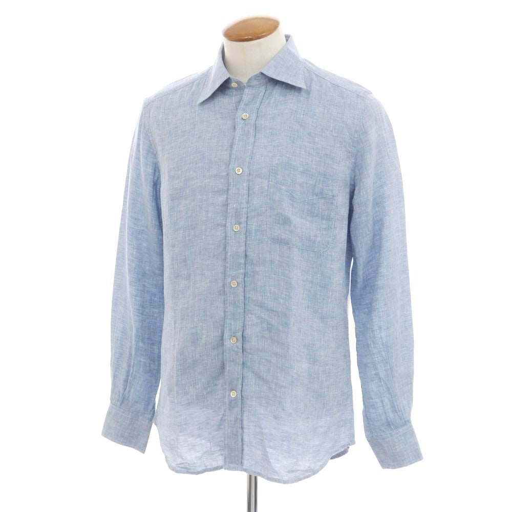 [New] Glanshirt Linen Wide Collar Casual Shirt Light Blue [40] [Condition Rank N] [Men&