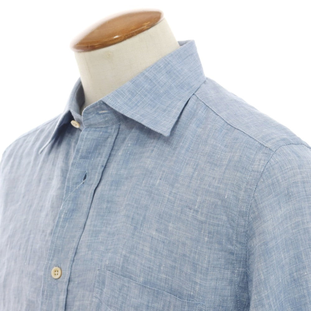 [New] Glanshirt Linen Wide Collar Casual Shirt Light Blue [40] [Condition Rank N] [Men&