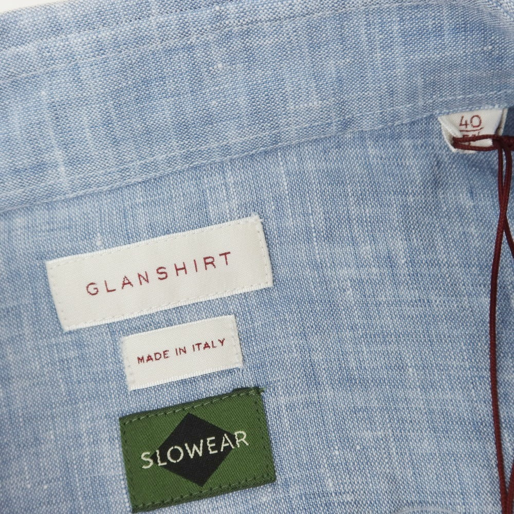[New] Glanshirt Linen Wide Collar Casual Shirt Light Blue [40] [Condition Rank N] [Men&