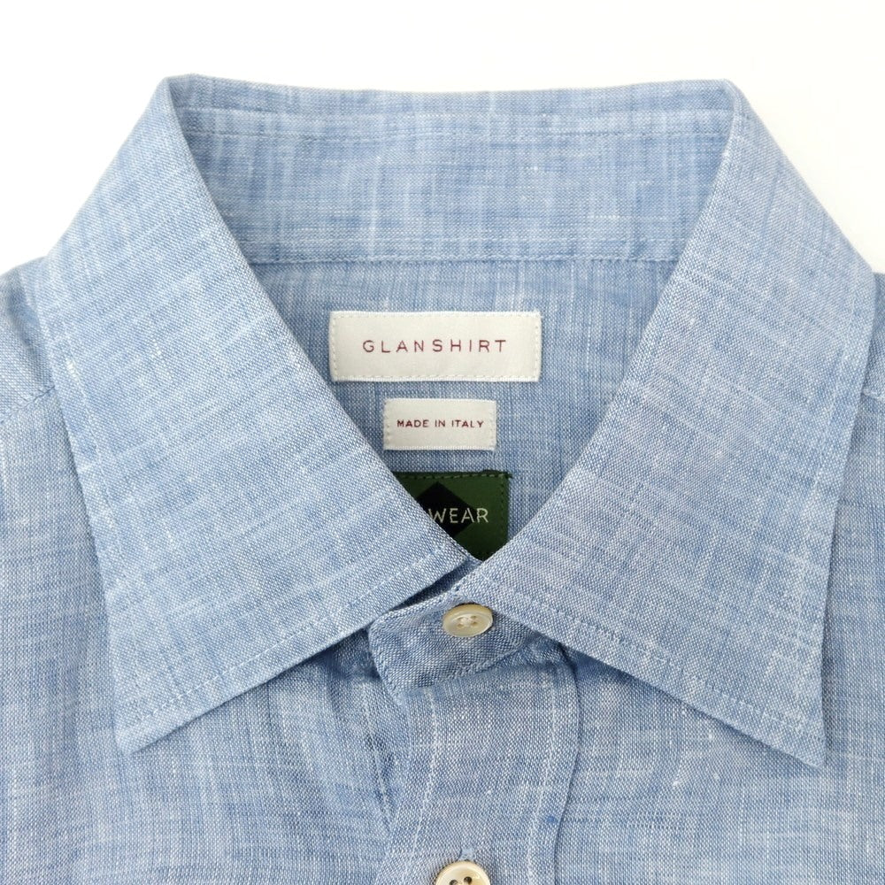 [New] Glanshirt Linen Wide Collar Casual Shirt Light Blue [40] [Condition Rank N] [Men&