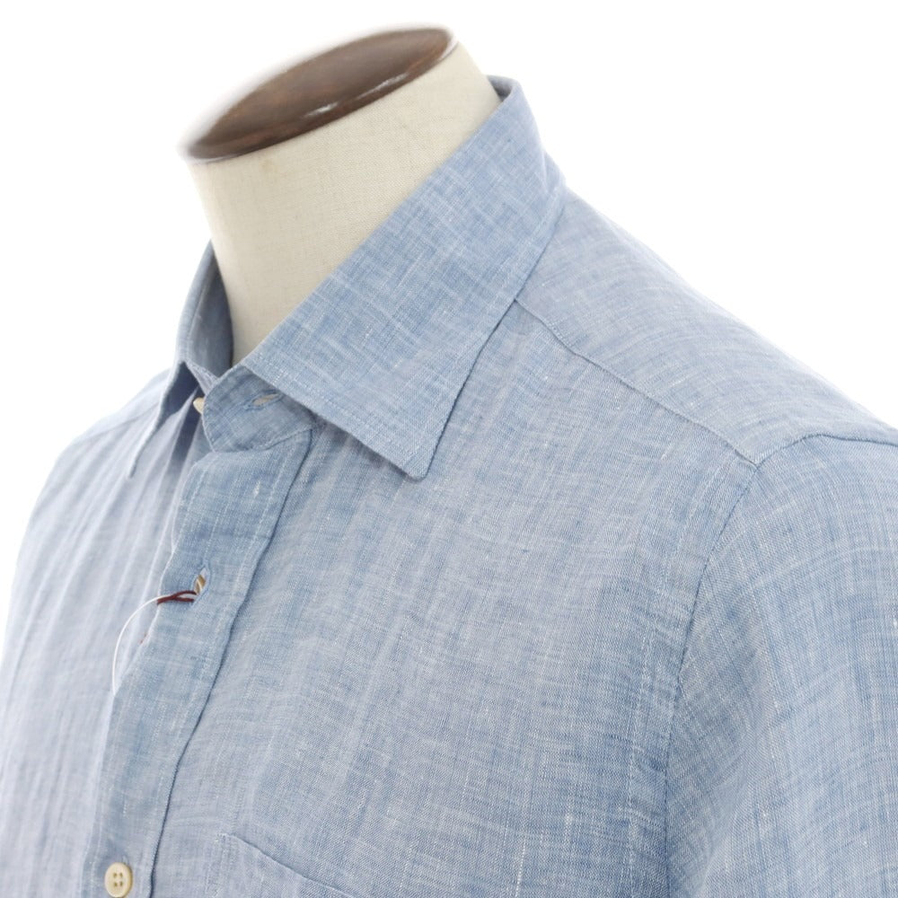 [New] Glanshirt Linen Wide Collar Casual Shirt Light Blue [41] [Condition Rank N] [Men&
