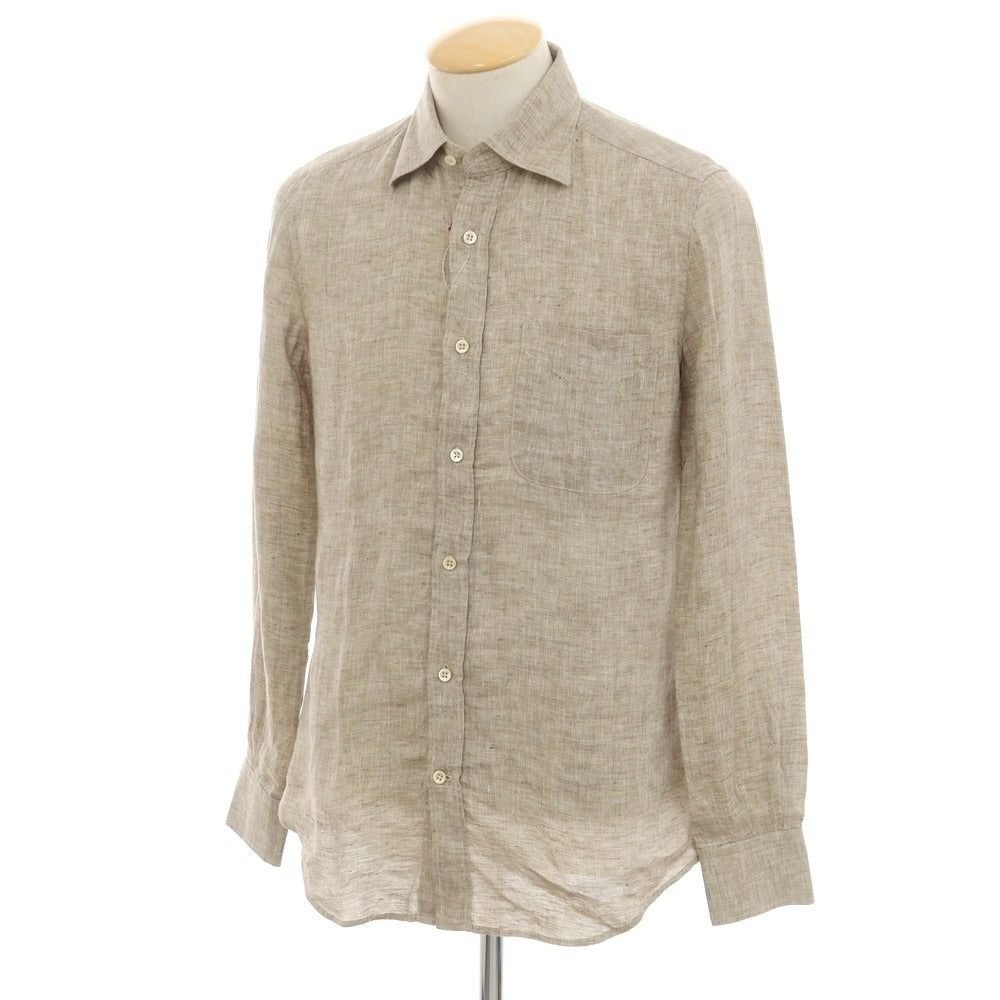 [New] Glanshirt Linen Wide Collar Casual Shirt Ash Brown [37] [Condition Rank N] [Men&
