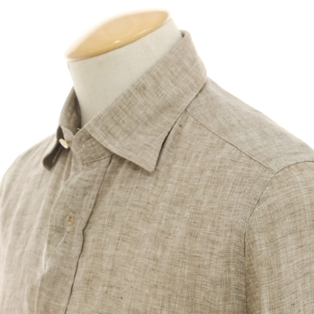 [New] Glanshirt Linen Wide Collar Casual Shirt Ash Brown [37] [Condition Rank N] [Men&