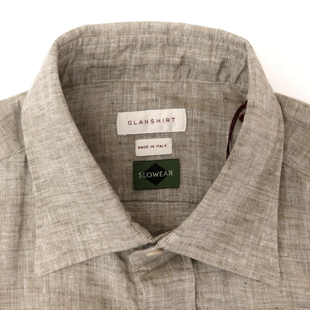 [New] Glanshirt Linen Wide Collar Casual Shirt Ash Brown [40] [Condition Rank N] [Men&
