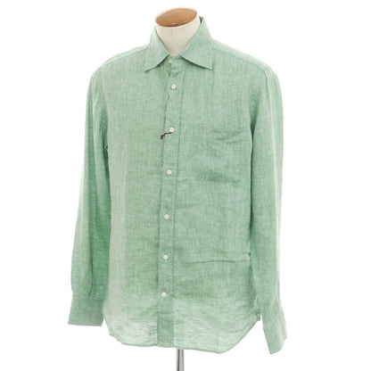 [New] Glanshirt Linen Wide Collar Casual Shirt Green [40] [Condition Rank N] [Men&