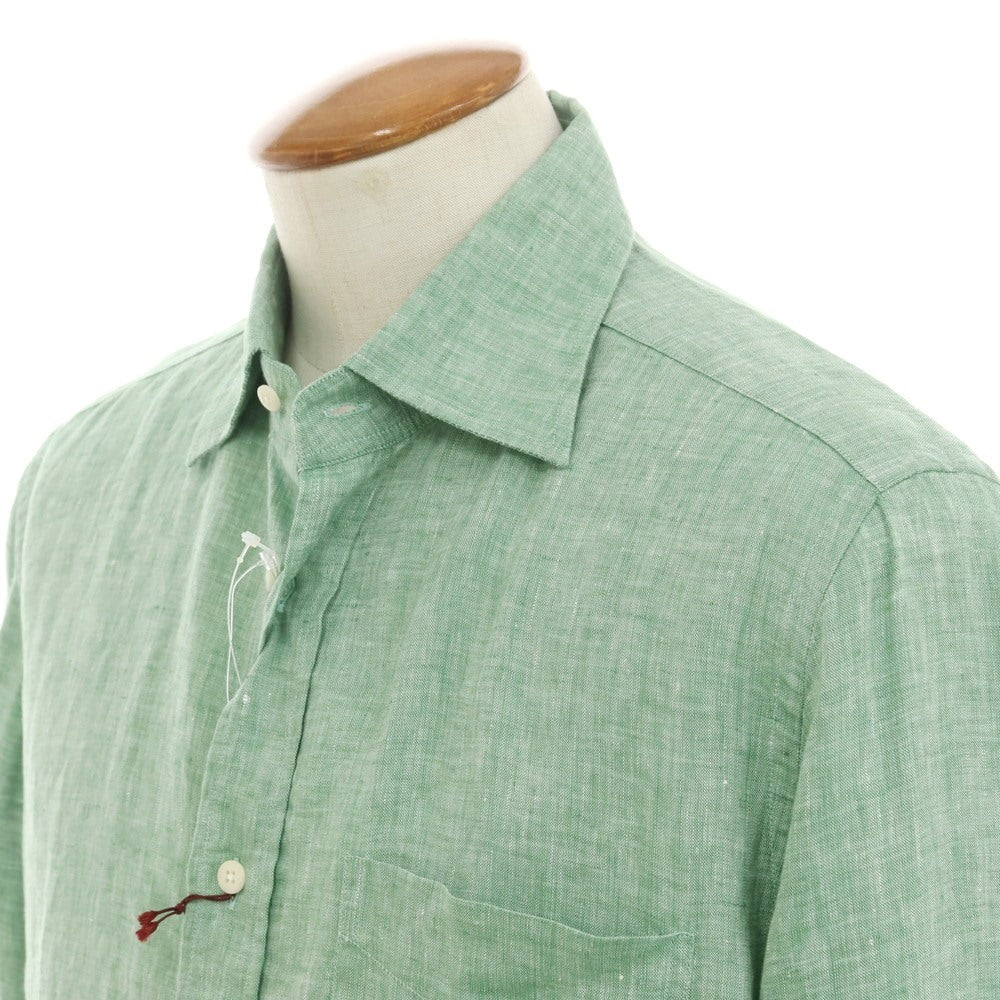 [New] Glanshirt Linen Wide Collar Casual Shirt Green [40] [Condition Rank N] [Men&